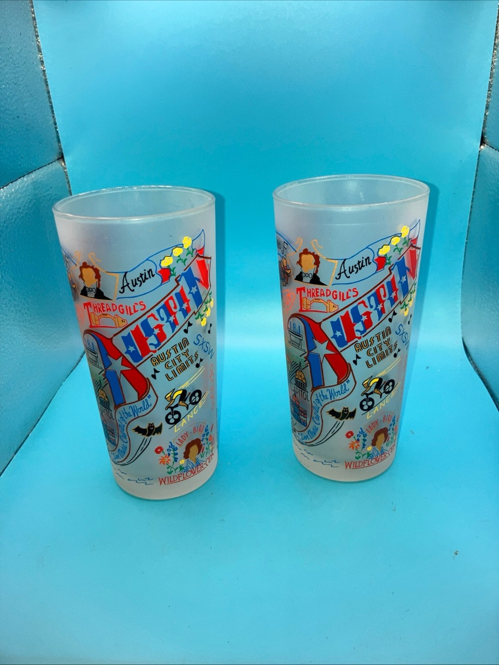 catstudio austin texas lot of 2 glasses 2007